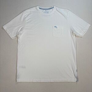 Tommy Bahama Relax Pocket T-Shirt Men's S White Cream 100% Pima Cotton UPF 50